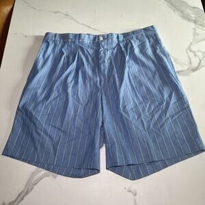 Lands End Vtg Shorts Mens 36 Blue Stripe Nautical Preppy 100% Cotton USA Made